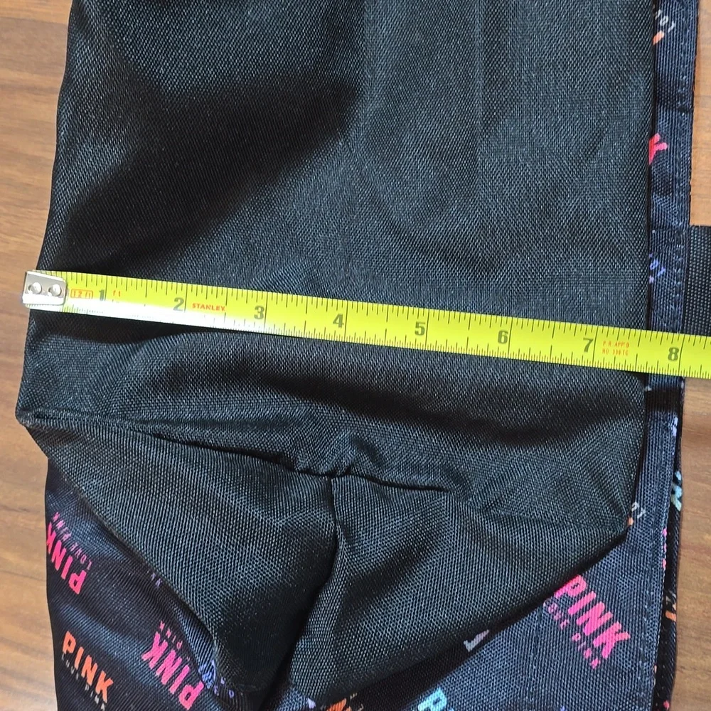 PINK Victoria's Secret Black Weekender Tote with Colorful Logo Pattern